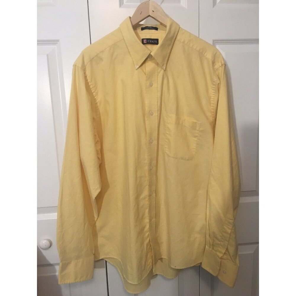 Chaps Oxford Men’s Button Shirt Yellow Size‎ 17-17 1/2